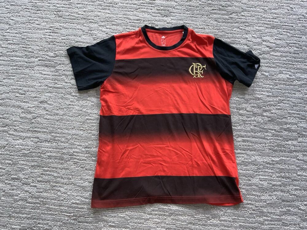 Adidas Men's Red Flamengo Guaravita Climacool Soccer Jersey Short Sleeve Size L